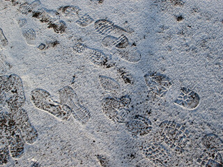 Steps on the snow in a footpath - Aberdeen - Scotland - UK