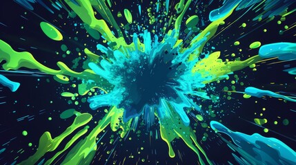 Explosive Abstract Art Illustration Celebrating Environmental Dynamism and Vitality.