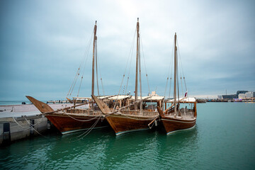 Obraz premium Traditional boats called Dhow in Doha, Qatar