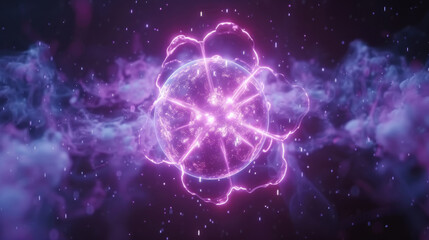 Fototapeta premium Elementary particle, atom nucleus, quantum effects, thermonuclear reaction concept