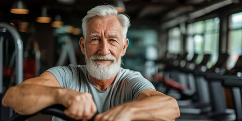 Foto op Canvas Elderly personal trainer supports and guides seniors in improving their fitness, muscle health, and exercise routines for retirement, Generative AI  © Image Quotient