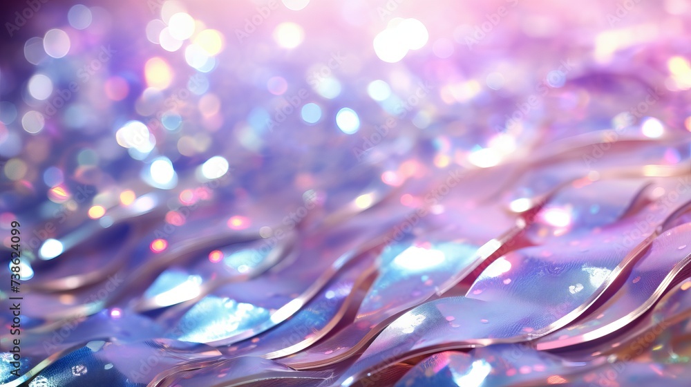Poster abstract cheerful fancy festive party background texture of vibrant holographic curly metallic foil 