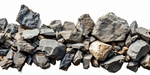 Crushed rocks separated on a white background, Generative AI 
