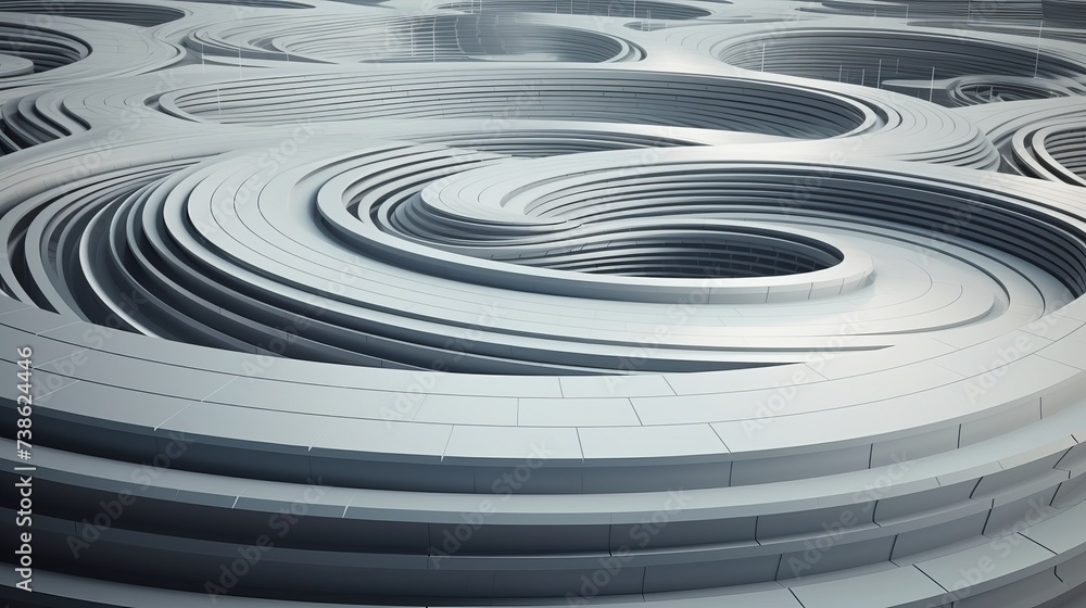 Poster abstract futuristic architecture circular concentric background. wave outdoor structures. minimal fu