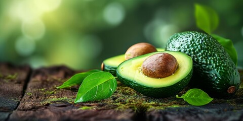 Organic avocado from green plantation - nutritious meal, Generative AI 