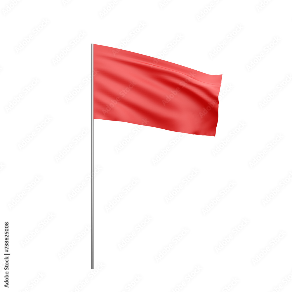 Poster solid red flag waving in the breeze, a bold symbol of revolution and courage. 3d rendering