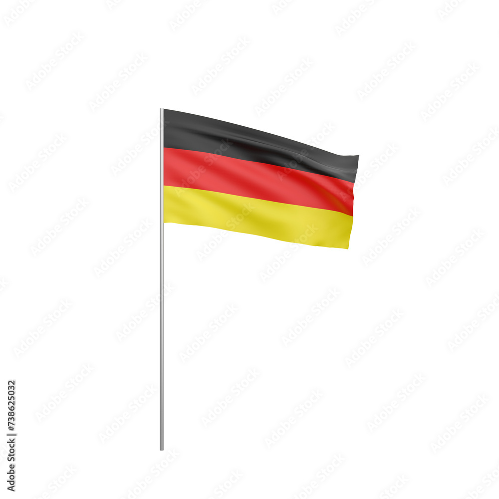 Poster german flag billowing, isolated on a white background, a symbol of unity. 3d rendering