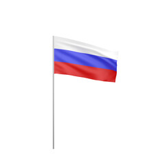 Russian national flag billowing, isolated against a white background. 3D Rendering