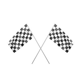 Crossed checkered racing flags, iconic symbol of motorsport victory. 3D Rendering