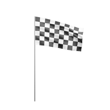 Checkered racing flag waving, symbolizing speed and the end of a race. 3D Rendering