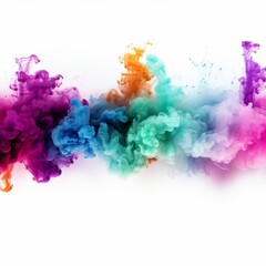 Vibrant holi paint powder explosion on white - colorful rainbow background for festive celebrations