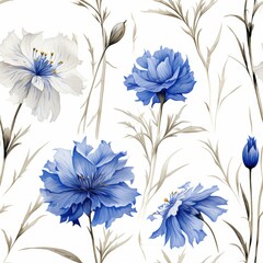 serenity in nature. beautiful small cornflowers blossoming gracefully on a pure white background
