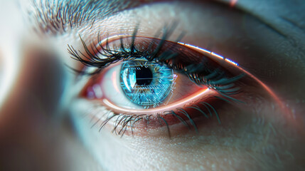 close-up eye scanning, biometric data collection