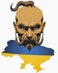 Ukrainian Cossack and map of Ukraine