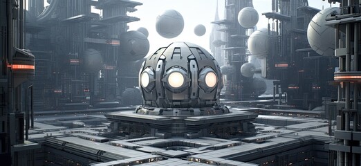  a sci-fi future, where futuristic buildings rise like monuments to tomorrow's architecture - obrazy, fototapety, plakaty