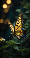 butterfly, flowers, spring, nectar, colorful, night scene