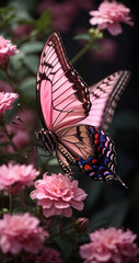 Naklejka premium butterfly, flowers, spring, nectar, colorful, night scene