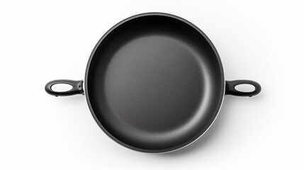 Frying pan isolated on white background - top view