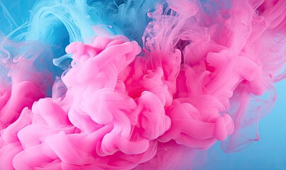 A Delicate Dance of Pink and Blue Ink in Swirling Water