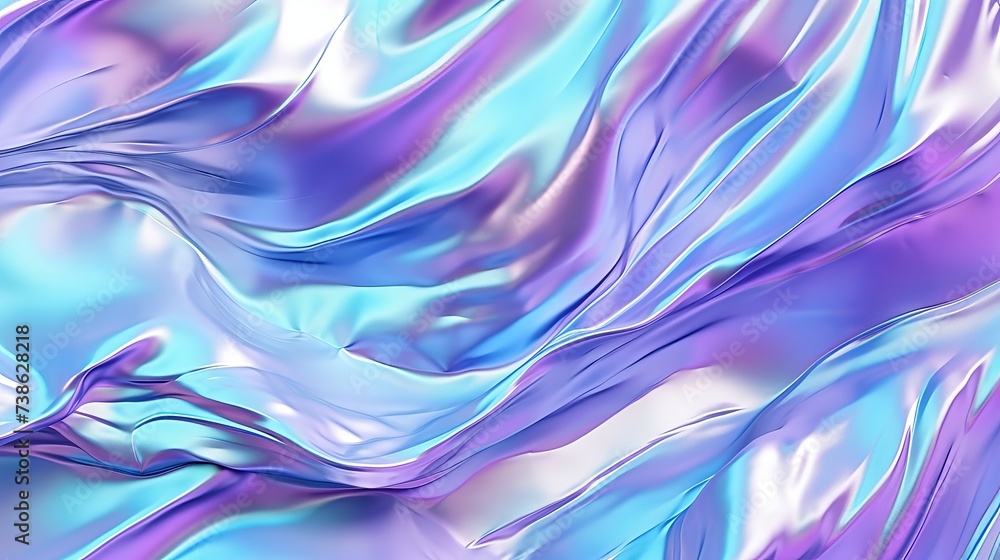 Poster holographic iridescent color wrinkled foil. real hologram background of wrinkled abstract foil textu