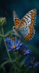 butterfly, flowers, spring, nectar, colorful, night scene