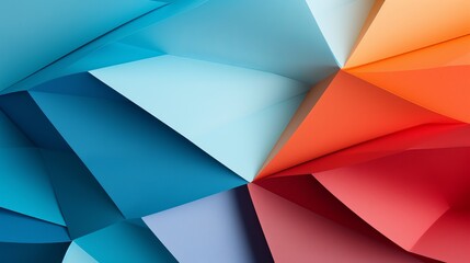 Fototapeta premium Macro image of paper folded in geometric shapes, three-dimensional effect, abstract background