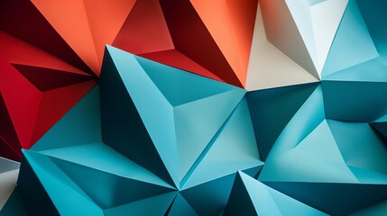 Macro image of paper folded in geometric shapes, three-dimensional effect, abstract background