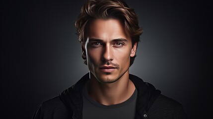 Obraz premium Portrait od handsome man in studio on dark background