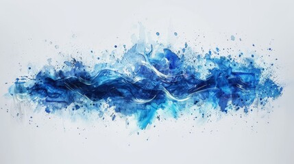 Abstract splashes liquid of blue paint on white background