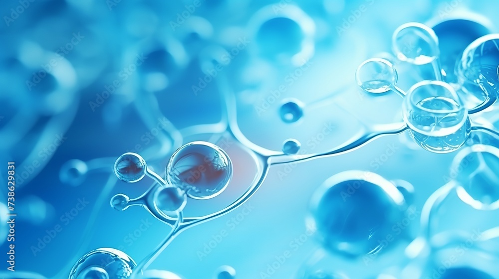 Poster scientific image of cell membrane. macro up of liquid substances. abstract molecule atom sctructure.