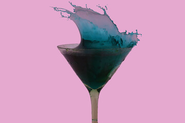 Blue martini glass splash
