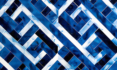  blue and white pattern with blue and white lines, Generative AI 