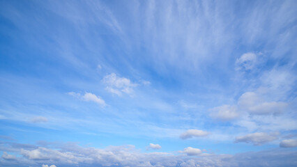 beautiful blue color sky and soft white clouds for abstract background