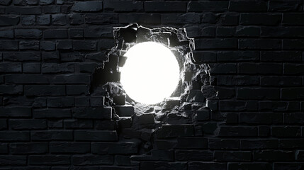 hole in the black brick wall