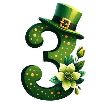 St. Patrick's Day Number three with Floral Decor