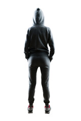 Back view of a person in a hoodie, mysterious and unidentified
