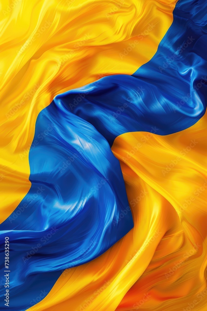 Poster close up of a blue and yellow fabric. versatile for various design projects