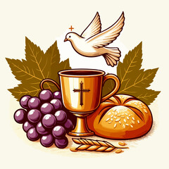 Christianity catholic symbol sign eucharist dove vector
