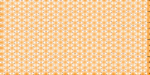 3D futuristic honeycomb mosaic orange background. Realistic geometric mesh cell texture. Abstract white vector wallpaper with hexagon squares.