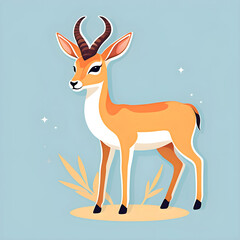 adorable cute cartoon sticker art design of a tan and white gazelle/antelope/deer