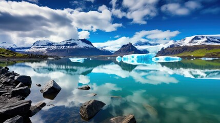 Jokulsarlon glacier lagoon copy UHD WALLPAPER - obrazy, fototapety, plakaty