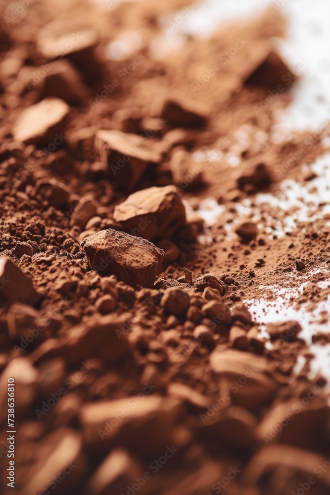 Poster a close-up view of a pile of dirt and rocks. this image can be used to depict construction, landscap