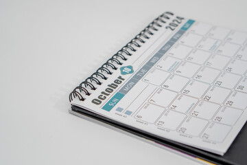2024 Calendar. A portable calendar of 2024, the page of October isolated on white background. 