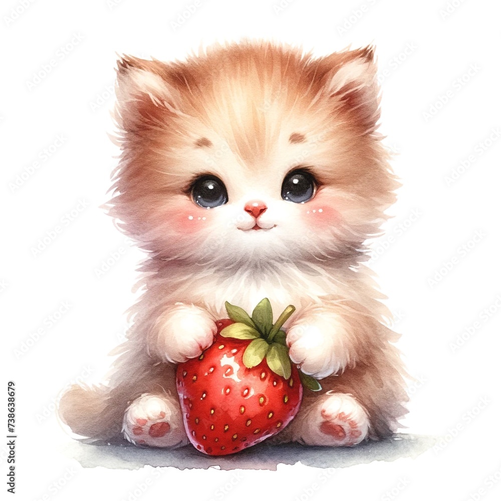 Aufkleber Whimsical kitten illustration created with Generative AI technology