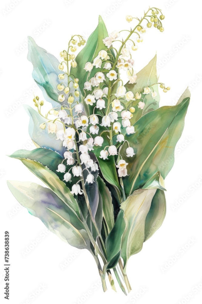 Poster a beautiful painting capturing a bouquet of white flowers. perfect for adding a touch of elegance to