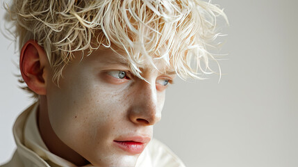 Albino boy portrait