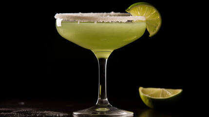 Cocktail margarita on a dark black background