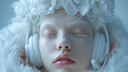 Albino boy portrait