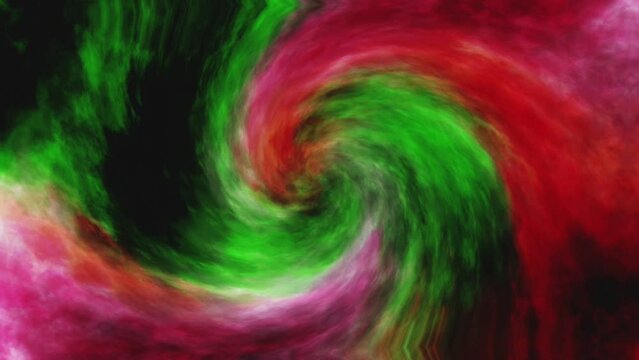 HD seamless looping animation of abstract swirl watercolor colorful background with red, green, and black splashes