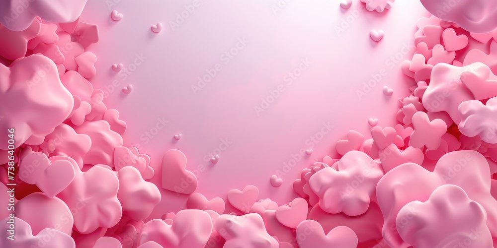 Poster a pink heart shaped background filled with numerous hearts. can be used for various romantic and lov